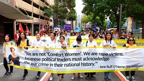 시드니 도심에서 ‘일본 정부의 위안부 문제 공식 사과’ 촉구